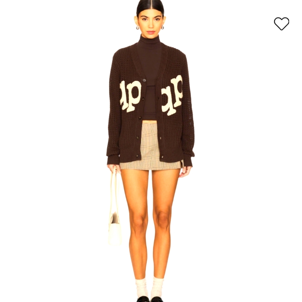 NWT Revolve Museum of Peace and Quiet Etched Crochet Cardigan Brown XS